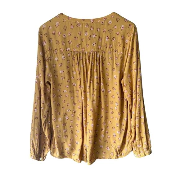 Lucky Brand long sleeve floral Yellow Blouse size large - Picture 2 of 4